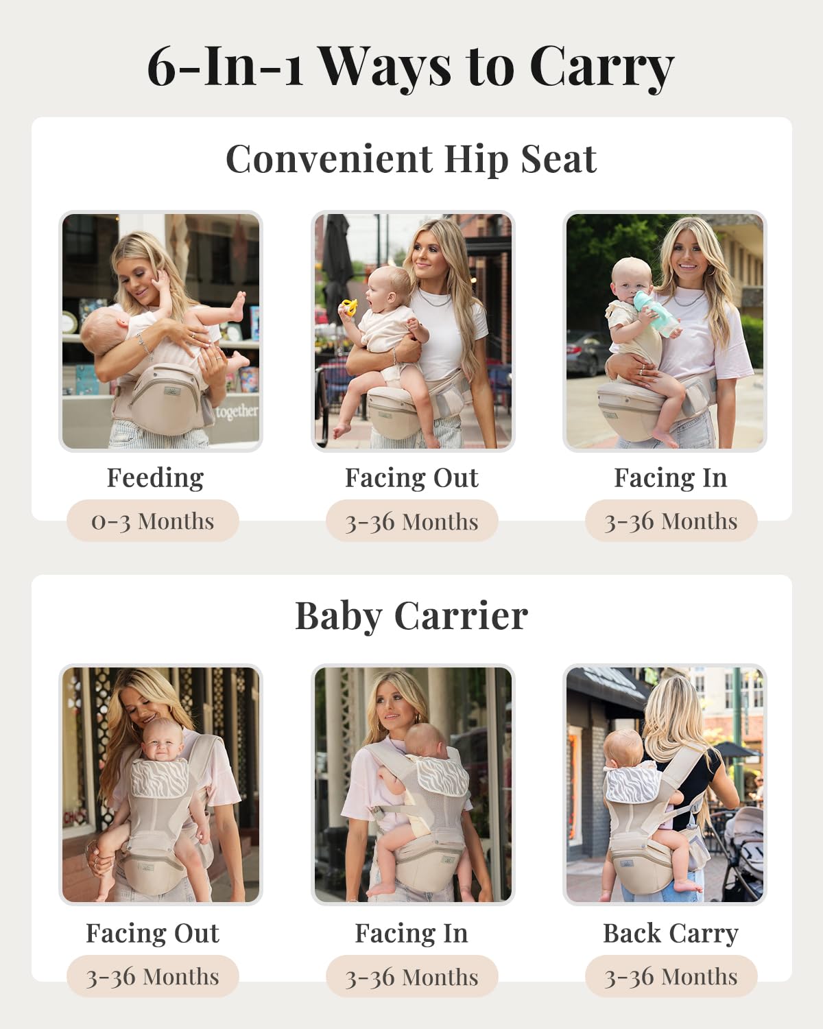 MOMTORY StowNGO Pro infant carry mode showing newborn support