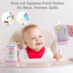 MOMUSE Dual-Lid Pouch Holder open lid demonstrates two height options for pouches