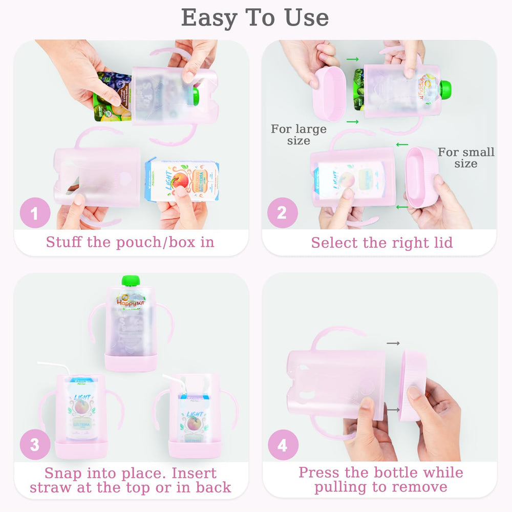 MOMUSE Dual-Lid Pouch Holder back view highlights straw holes for flexible drinks