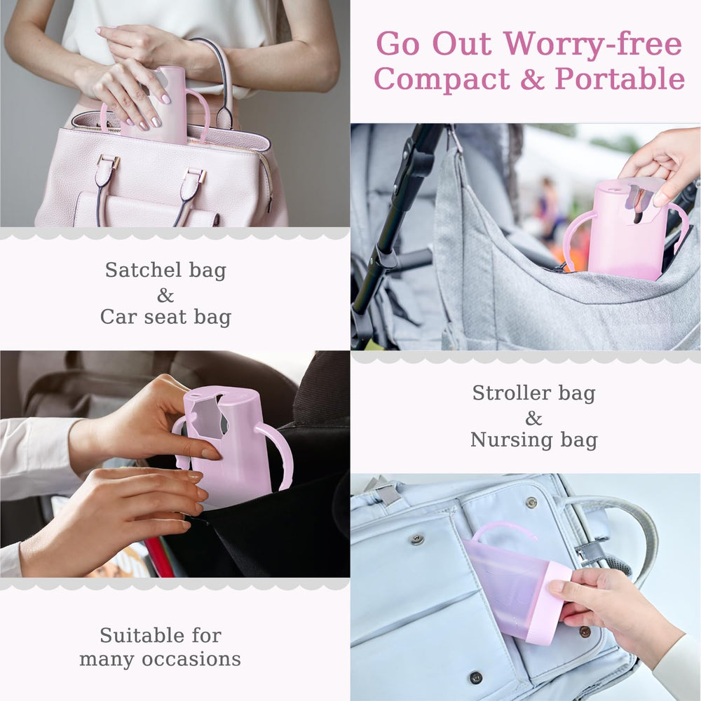 MOMUSE travel-ready setup demonstrates easy feeding on the go