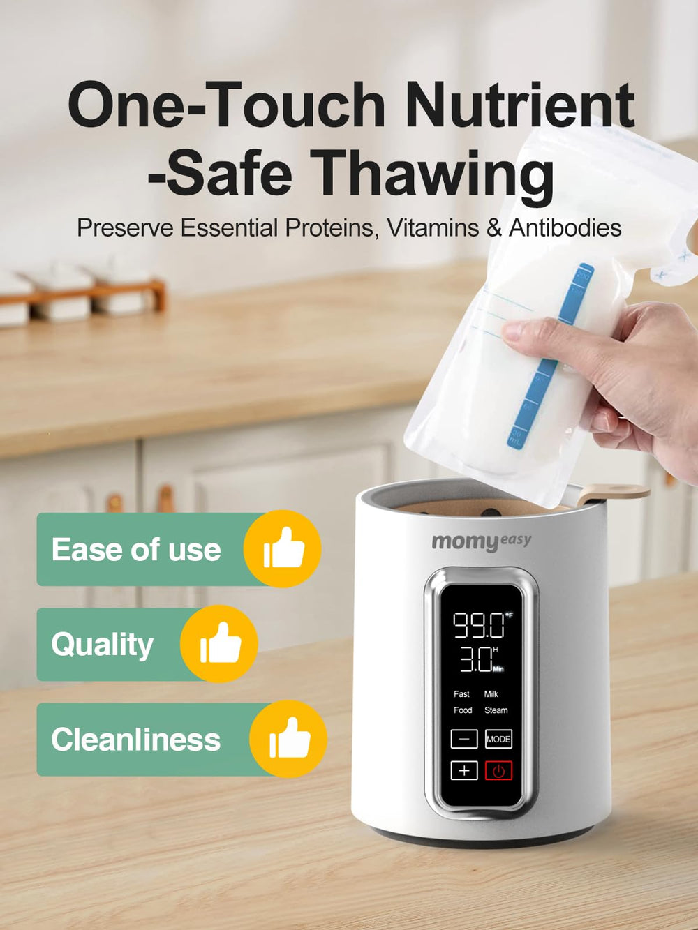 Momyeasy bottle warmer 2-minute warmth enables quick nighttime feeds