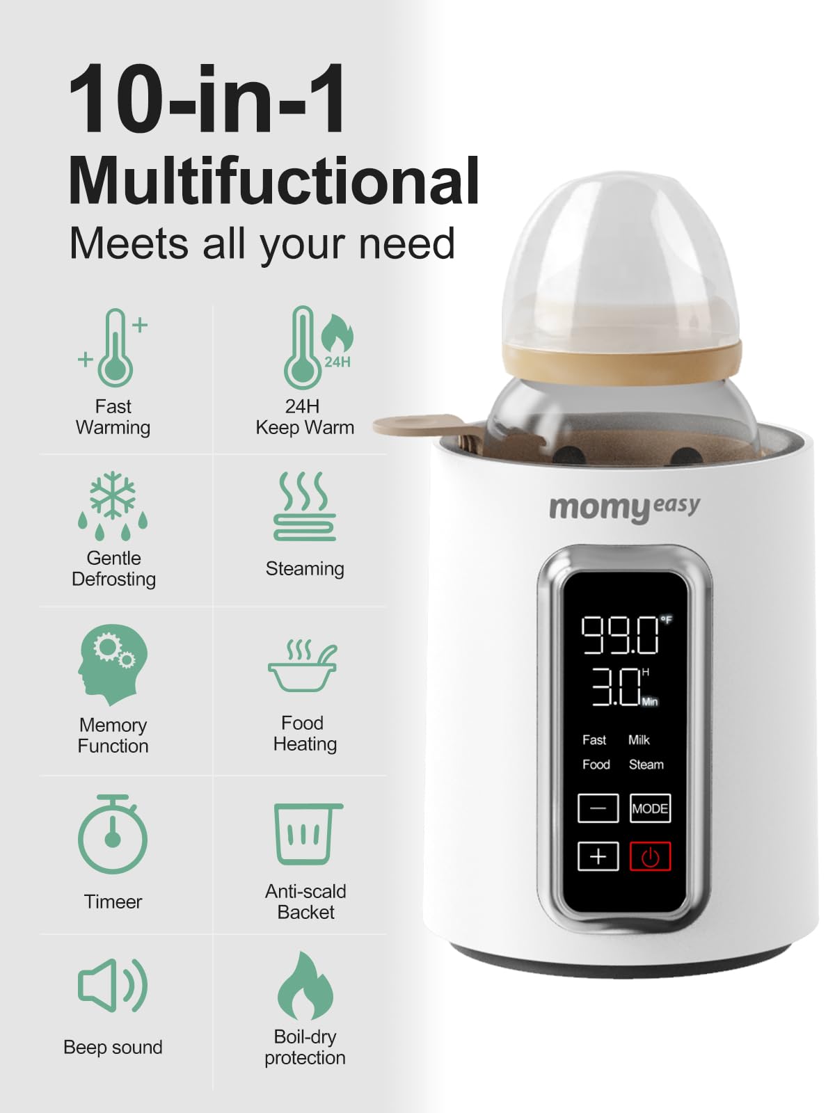 Momyeasy bottle warmer easy-clean design simplifies post-use cleanup