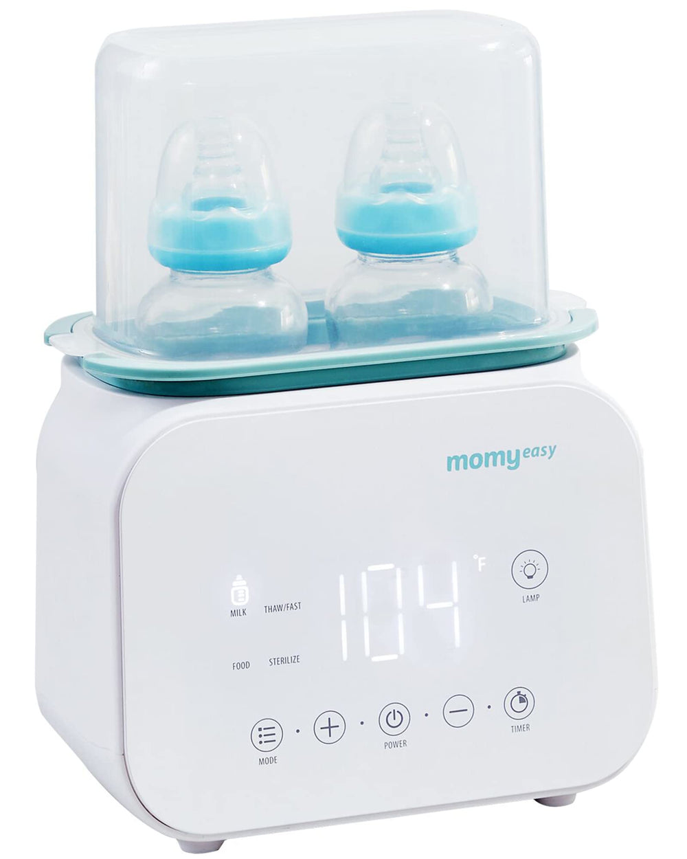 MOMYEASY bottle warmer front view shows compact design for easy night feeds.