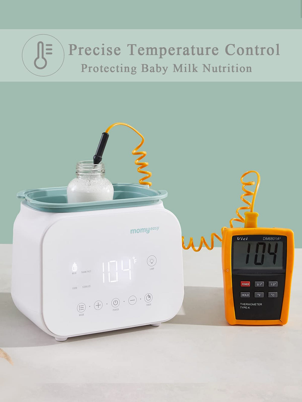 MOMYEASY bottle warmer is versatile for various bottle sizes and baby foods.