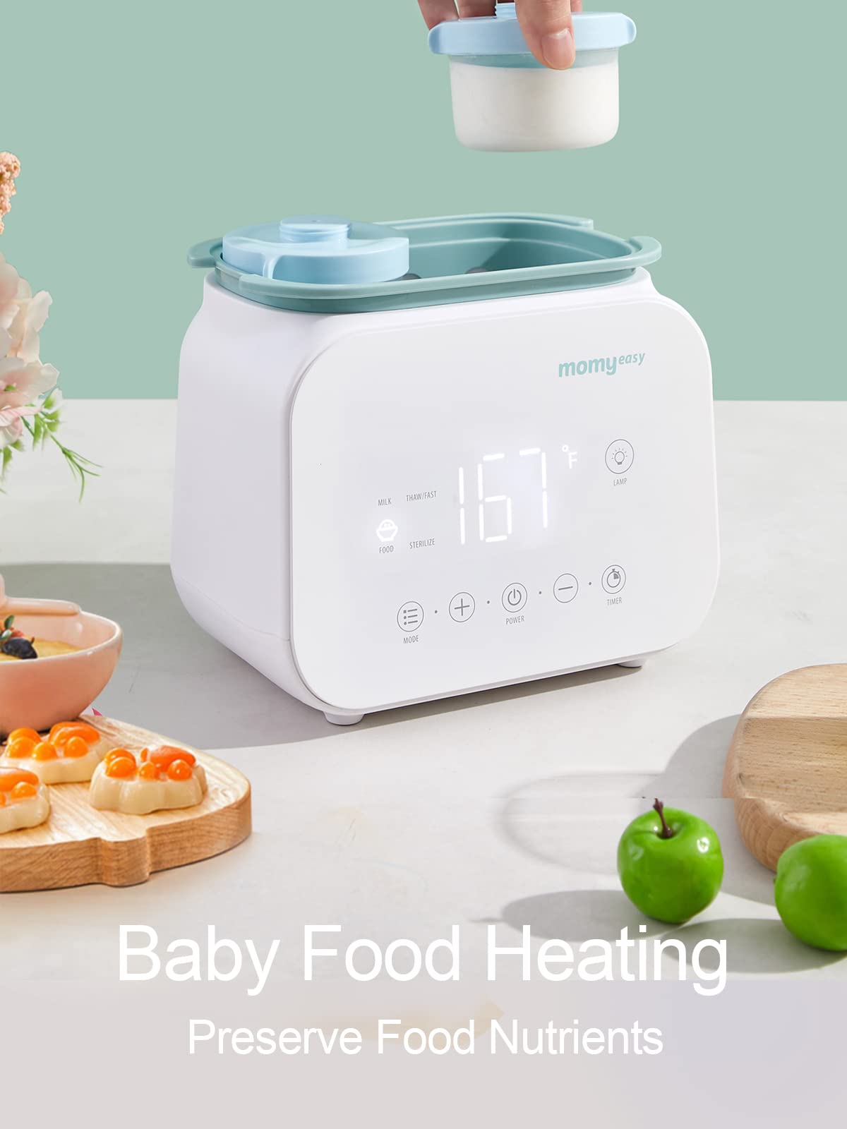 MOMYEASY bottle warmer includes a night light for convenient night-time use.