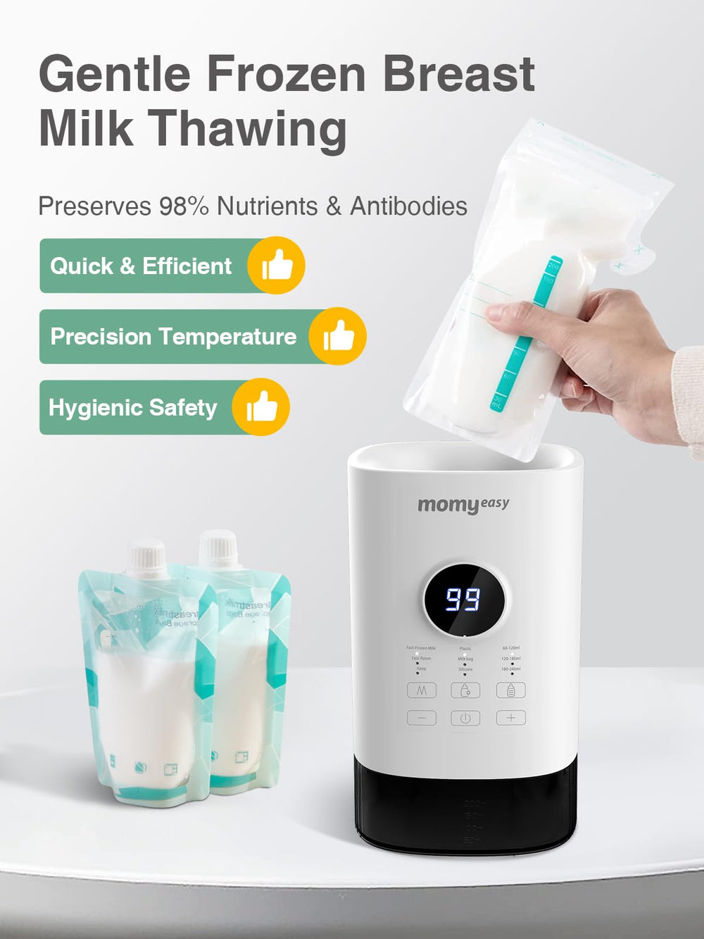 MOMYEASY 48-hour keep-warm mode ensures milk stays ready overnight.