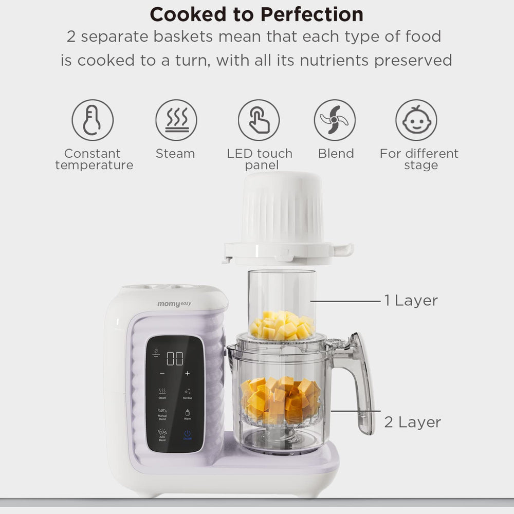 MOMYEASY nutrition-preservation steam locks in vitamins and minerals.