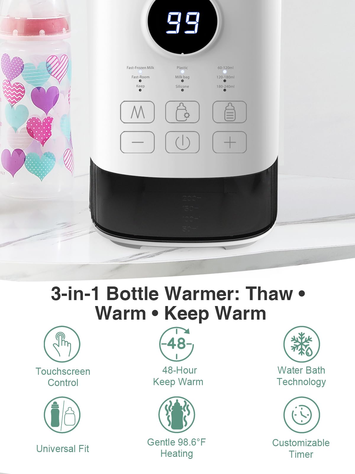 MOMYEASY nutrition-preserving warming demonstrates gentle heating of breast milk.