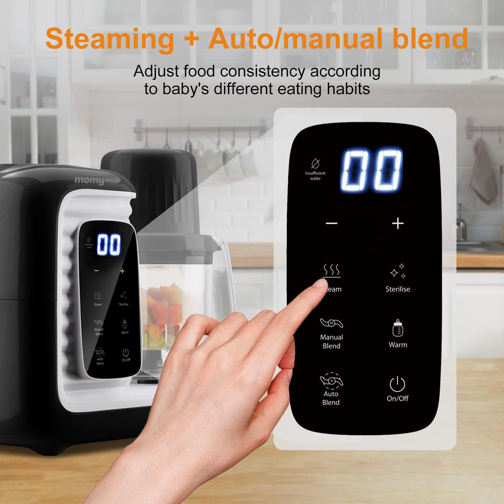 MOMYEASY touch-control panel offers easy operation during late-night feeds.