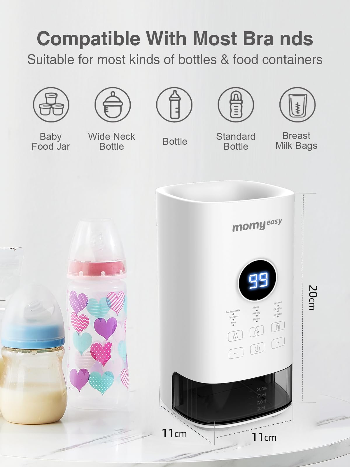 MOMYEASY two-minute warm-up captures fast milk readiness.