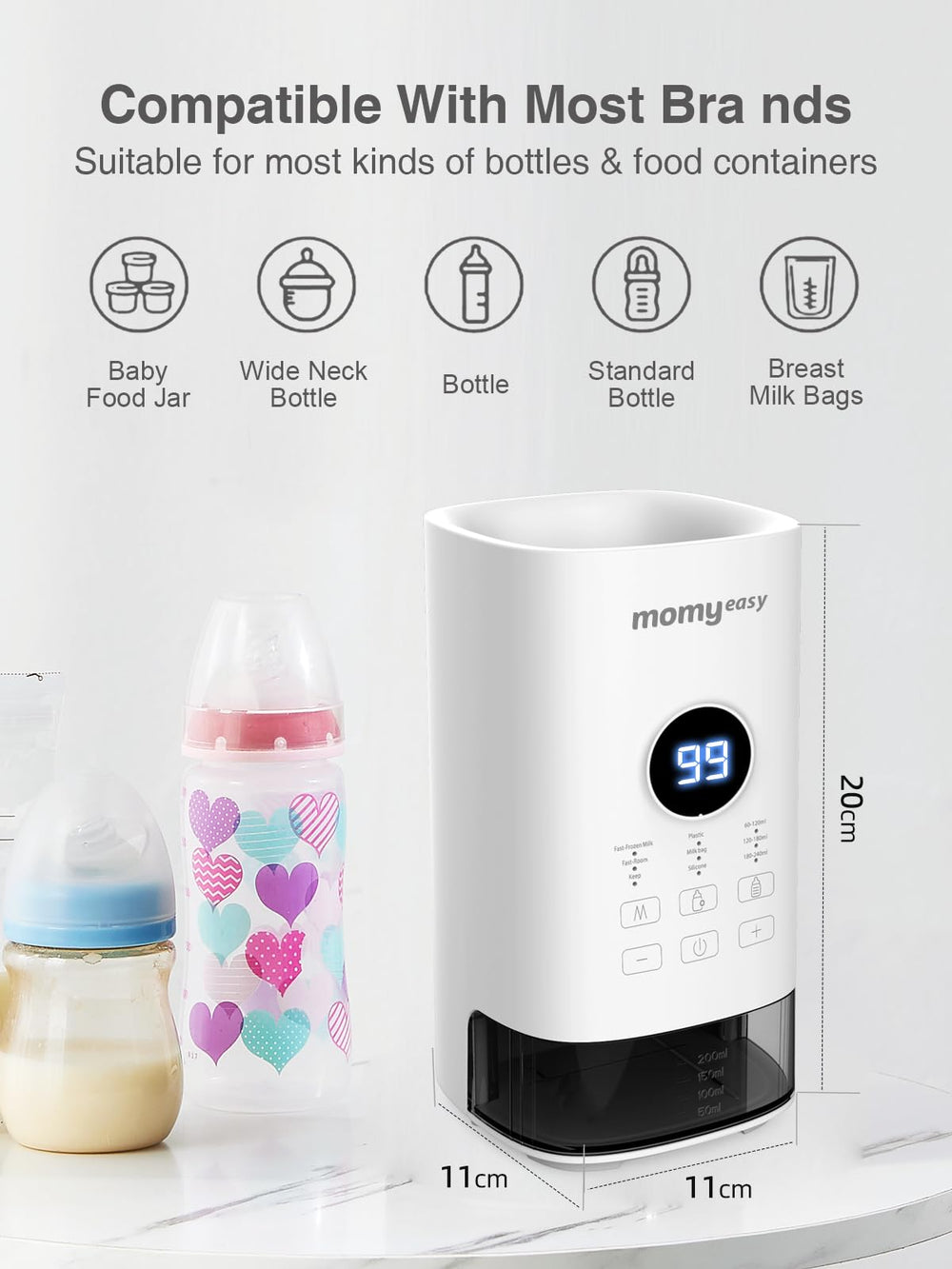 MOMYEASY two-minute warm-up captures fast milk readiness.