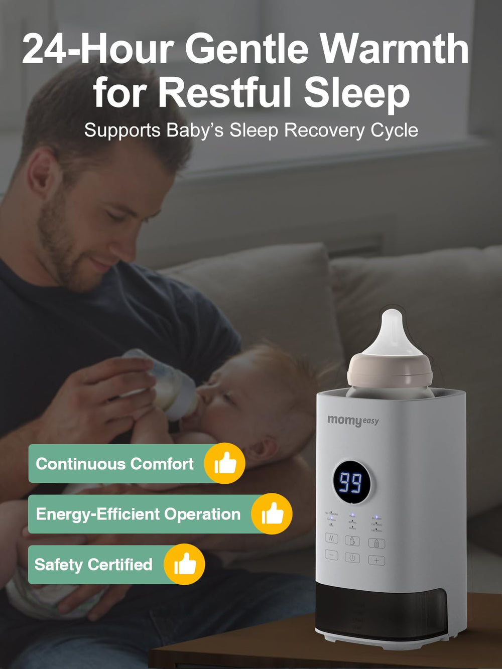 MOMYEASY universal bottle compatibility shows fits all bottle types.