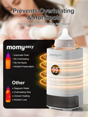 MOMYEASY water-bath heating illustrates even warming without hotspots.