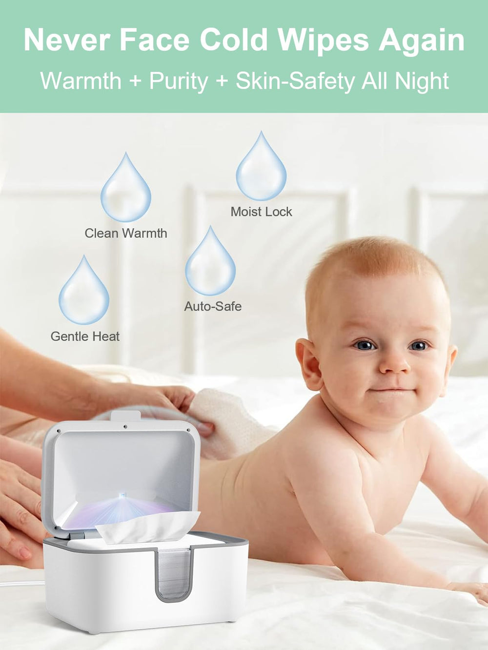 Momyeasy Wipe Warmer even-heating zone ensures uniform warmth across wipes.
