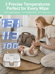 Momyeasy Wipe Warmer large-capacity hub stores 100+ wipes without refills.