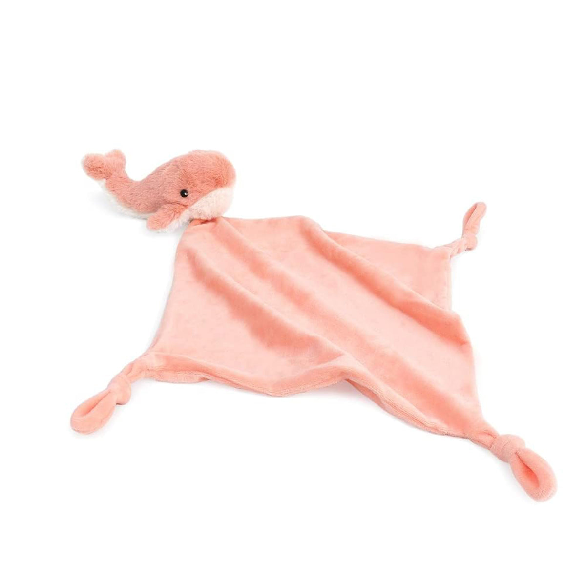 MON AMI Coral Whale Lovey head close-up offers ocean-inspired comfort for newborns during snuggle time.