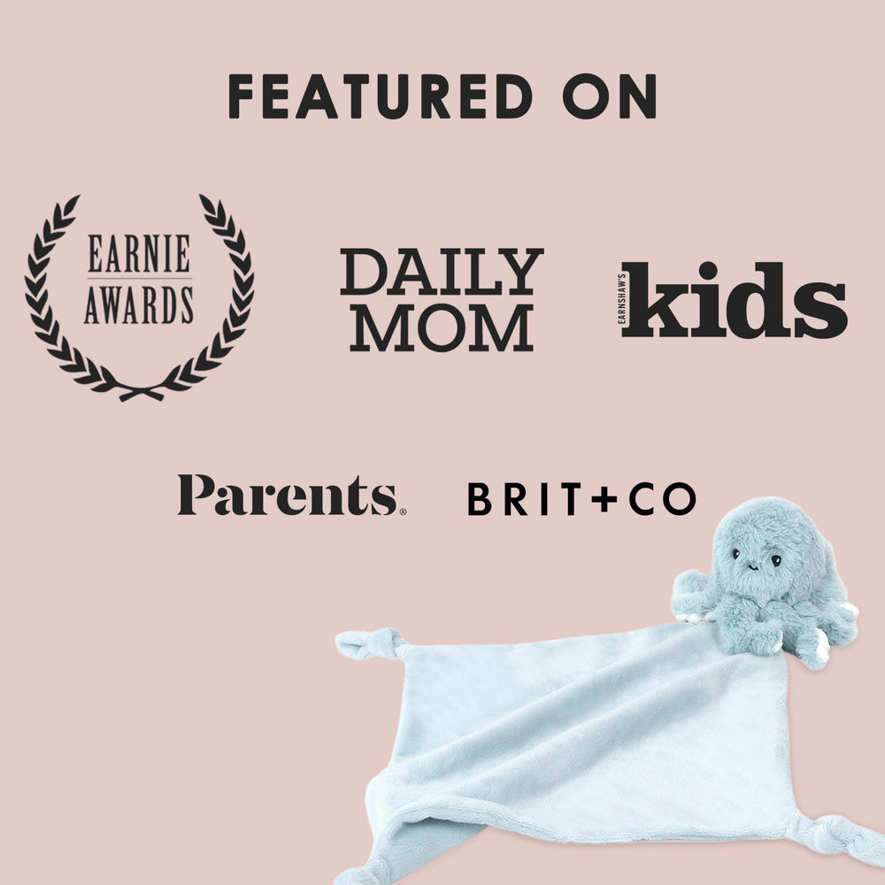 MON AMI Oda octopus plush lovey is easy to spot-clean and durable for daily use.