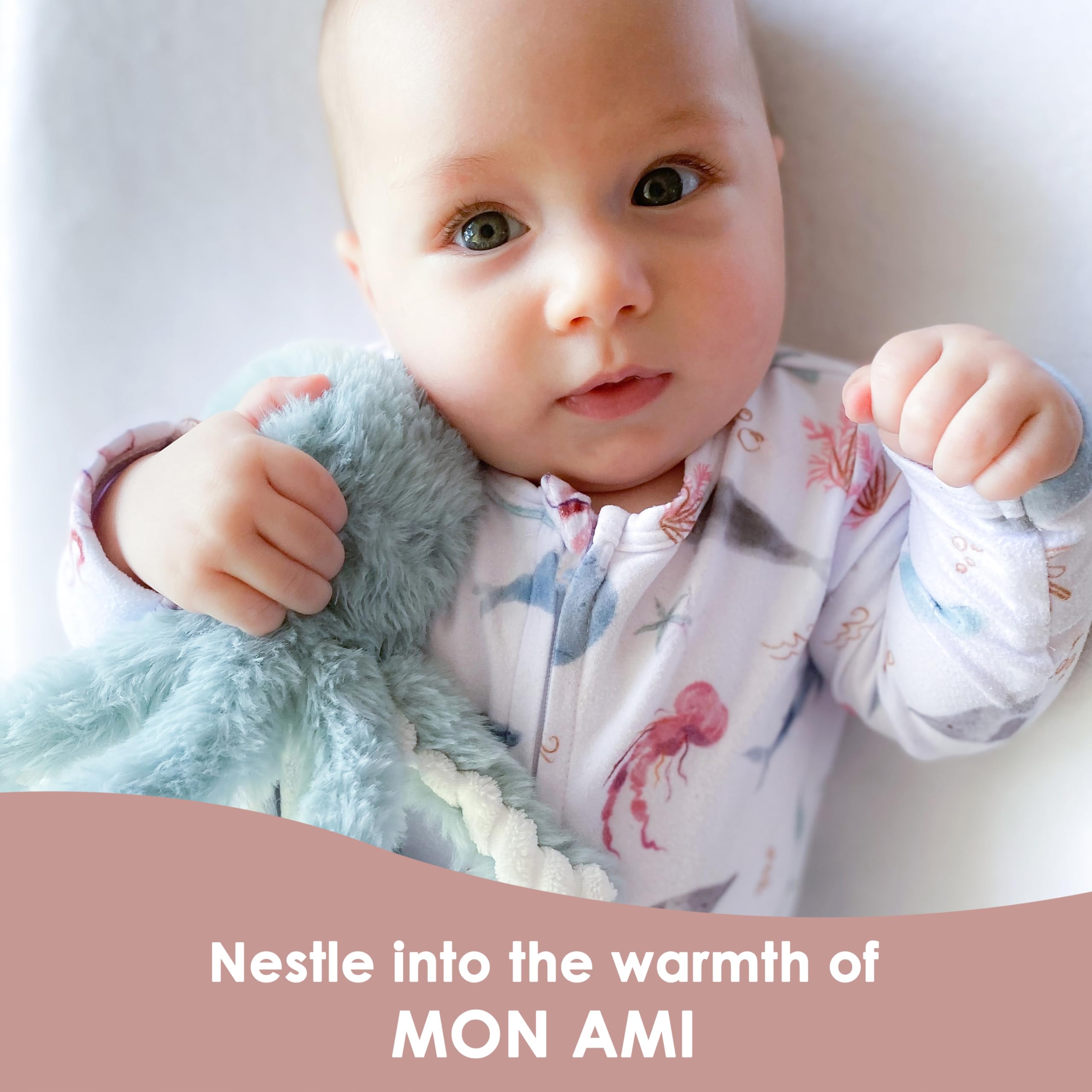 MON AMI Oda octopus plush lovey gift-ready packaging suitable for newborns and baby showers.