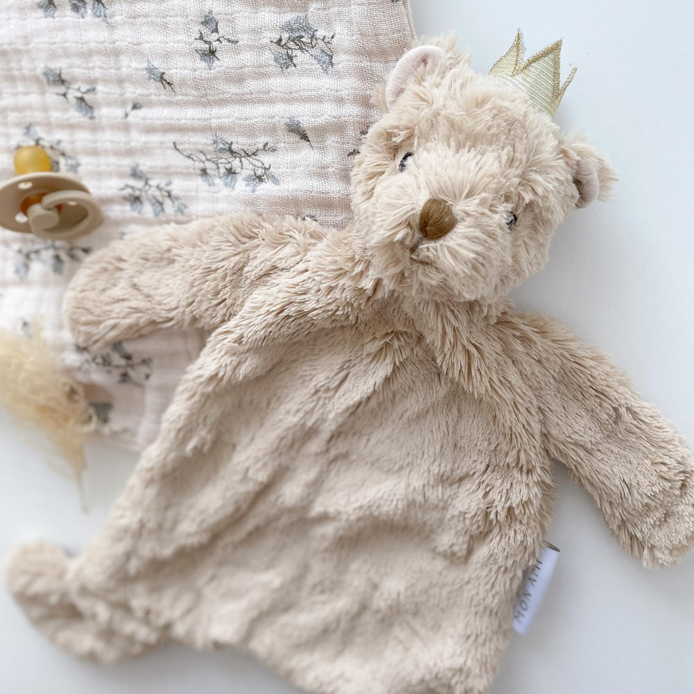 MON AMI Prince Teddy Bear Lovey neutral design suitable for all newborns.