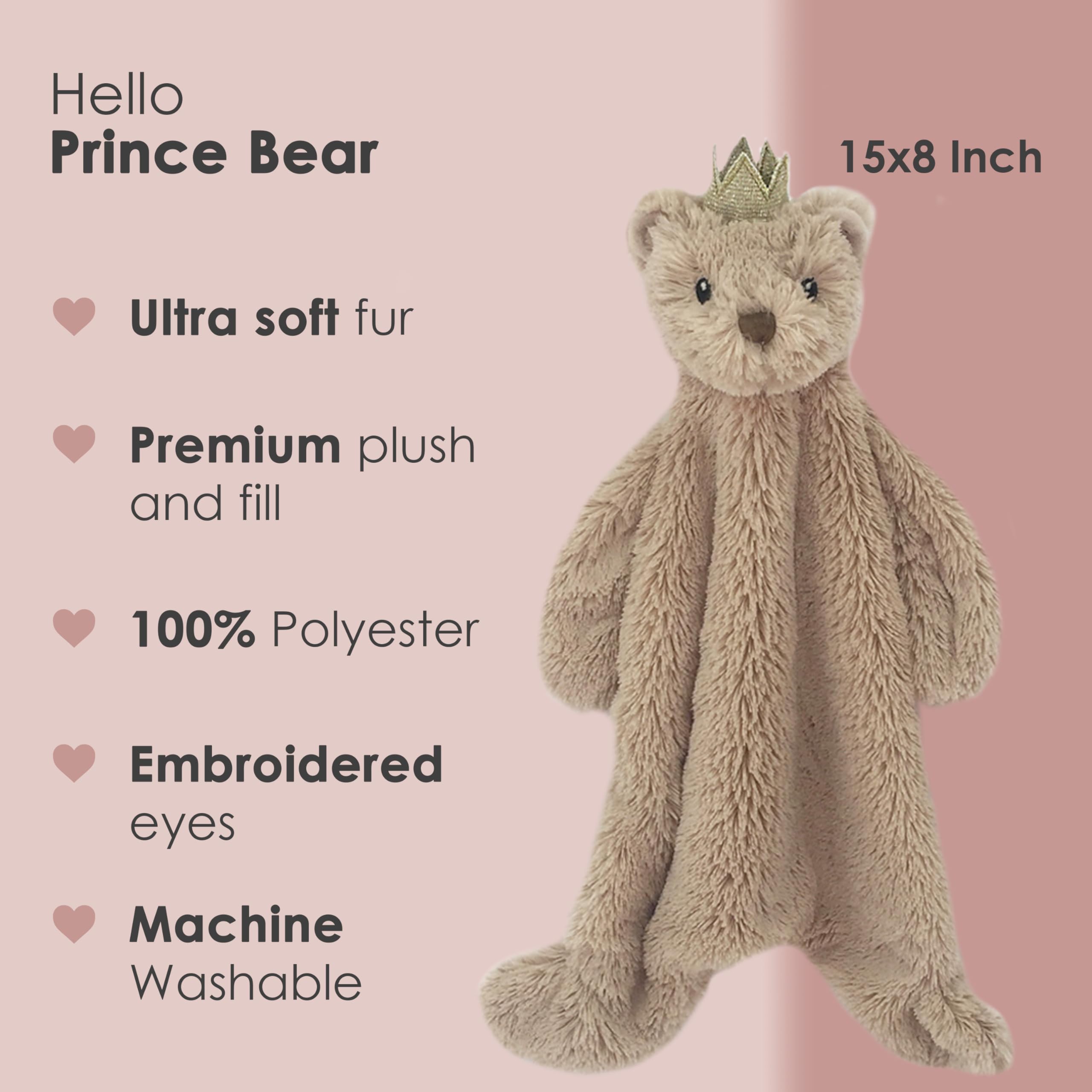 MON AMI Prince Teddy Bear Lovey soft plush face close-up emphasizing comforting companion.