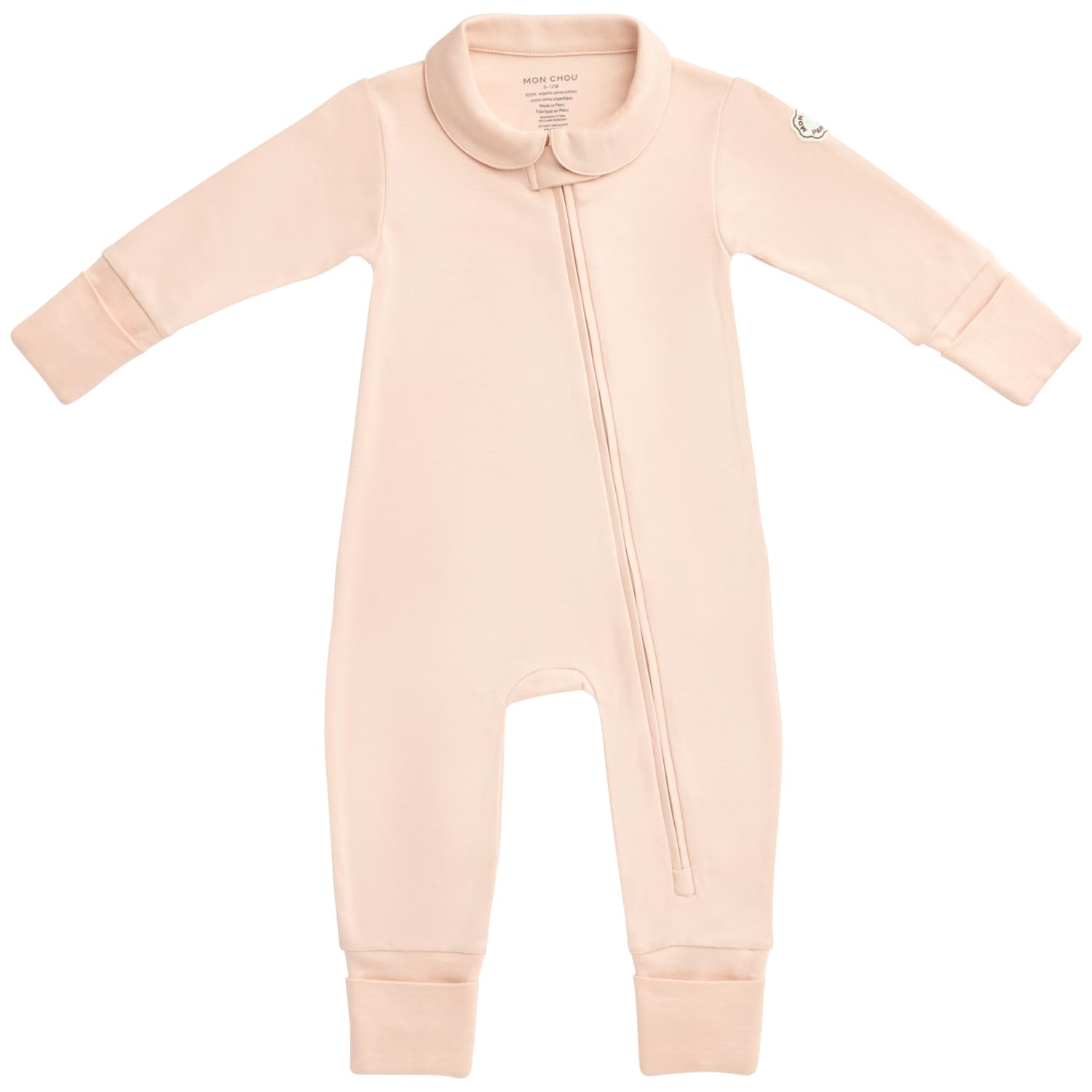 MON CHOU convertible footie pajamas bloom collar for gentle all-night comfort.