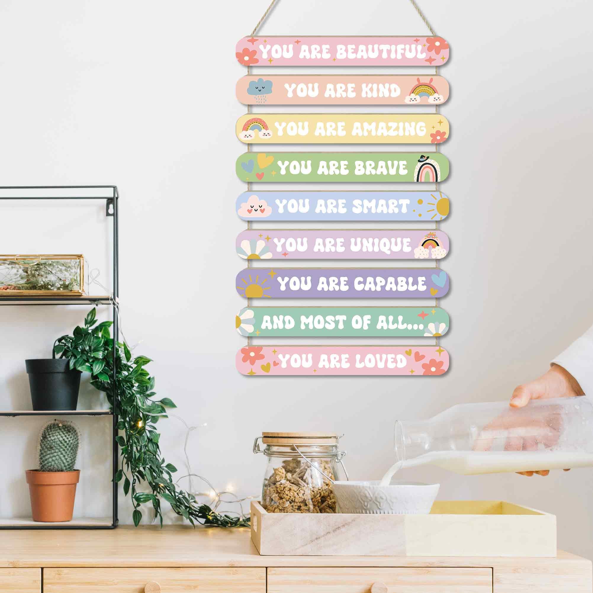 MONALET pastel wall art features easy-hang hemp rope for quick setup.