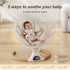 Monamii baby swing with 10 lullabies offers gentle melodies for quiet time.