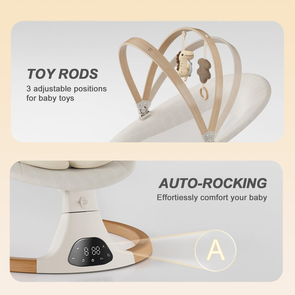 Monamii baby swing works indoors and outdoors for versatile setup and use.
