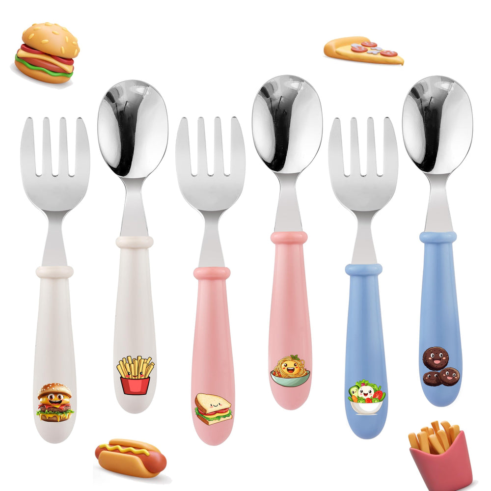 MONGSEW food-themed design toddlers utensils promote independent eating with bright characters