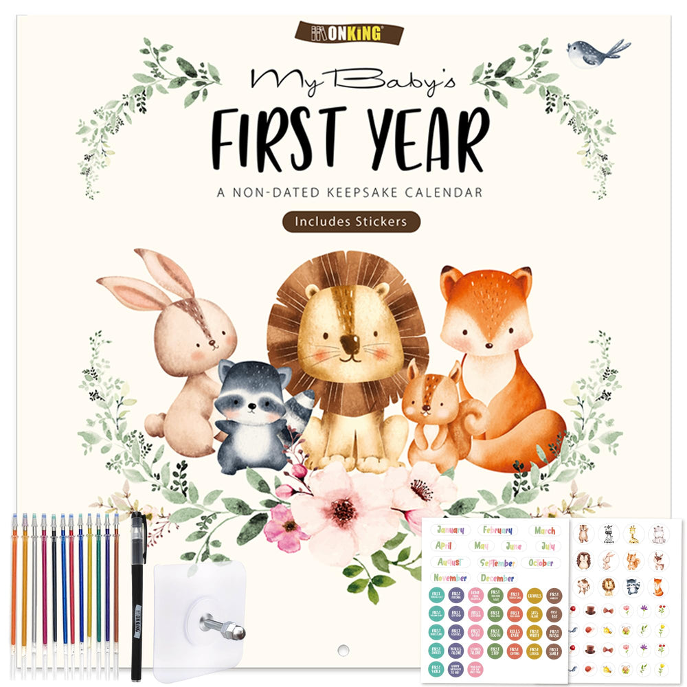 Monking Baby's First Year Calendar cover with soft tones for easy memory keeping.