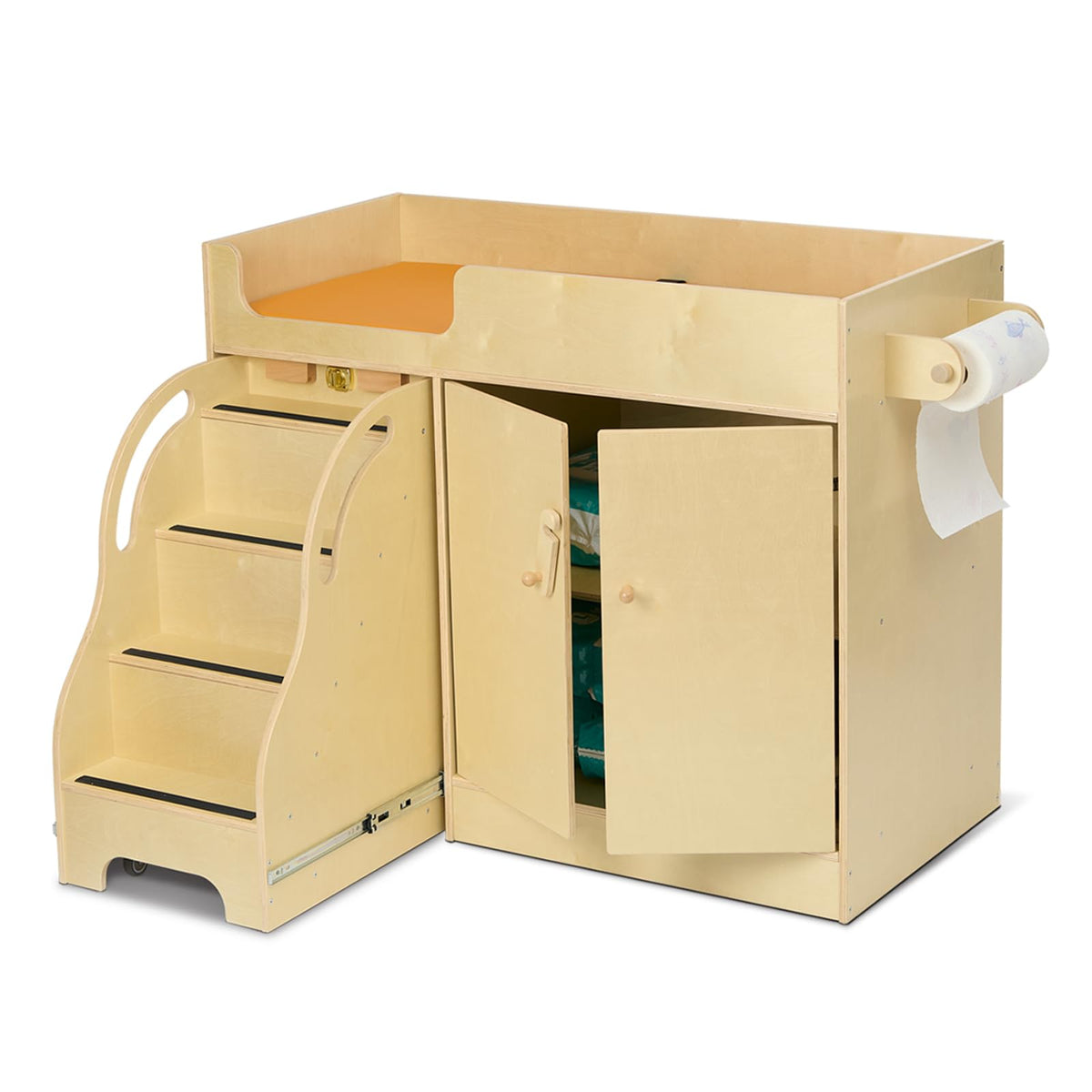 Monläurd birch baby-changing-table front view showing stable design for diaper changes.