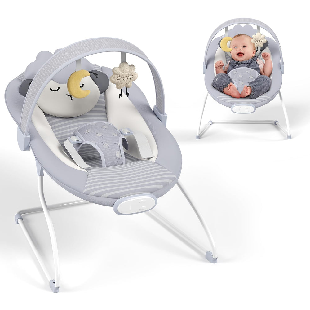 Monniebaby baby bouncer gray sheep design soothing visual for infants