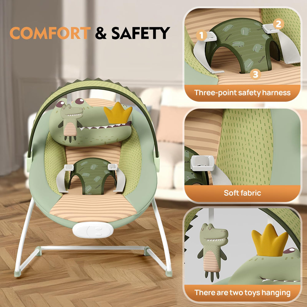 Monniebaby bouncer toy bar with two hanging toys encourages reaching