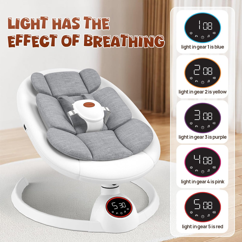 Monniebaby baby swing 5 wave motions offer gentle, varied soothing patterns