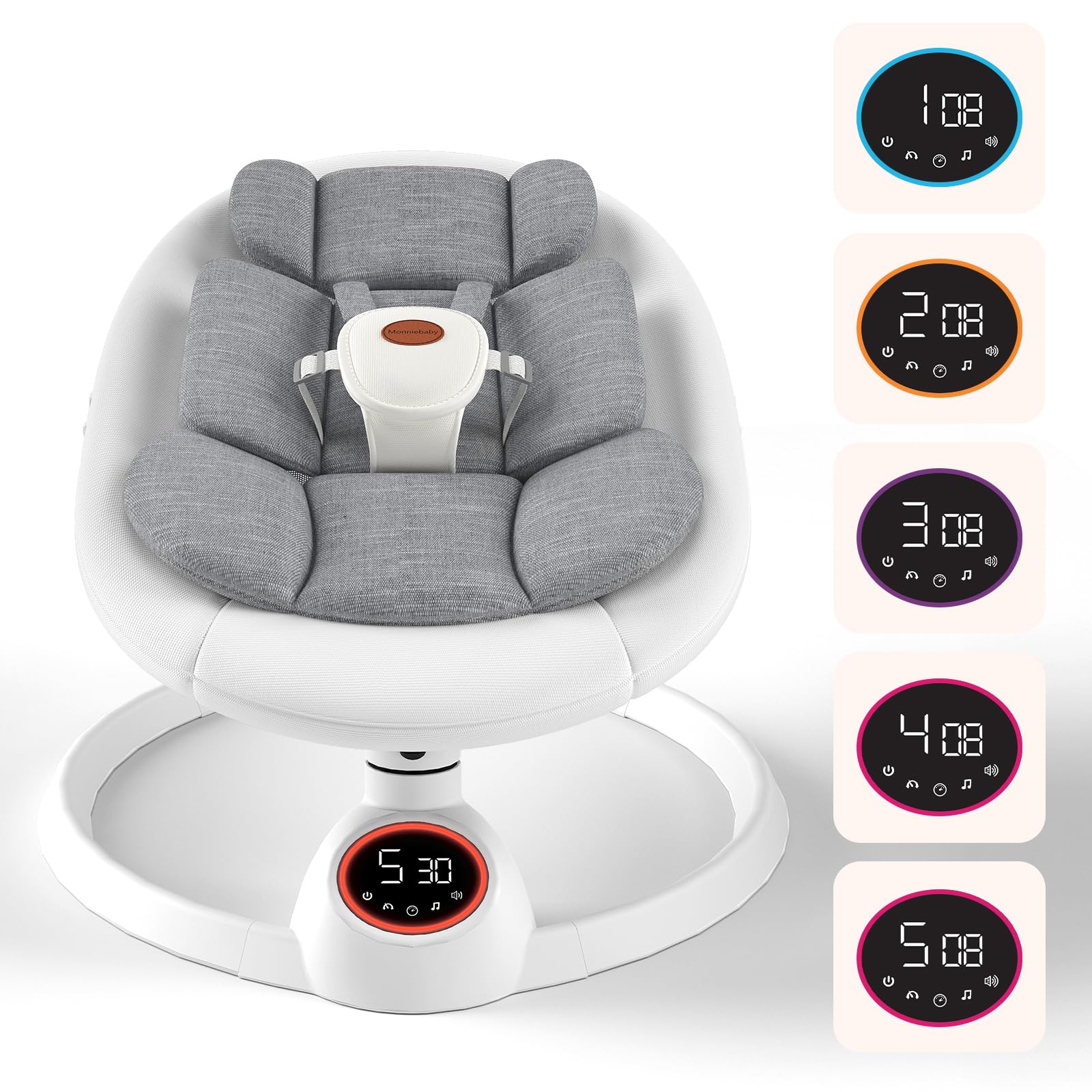 Monniebaby baby swing ambient light creates a soothing atmosphere during calm moments