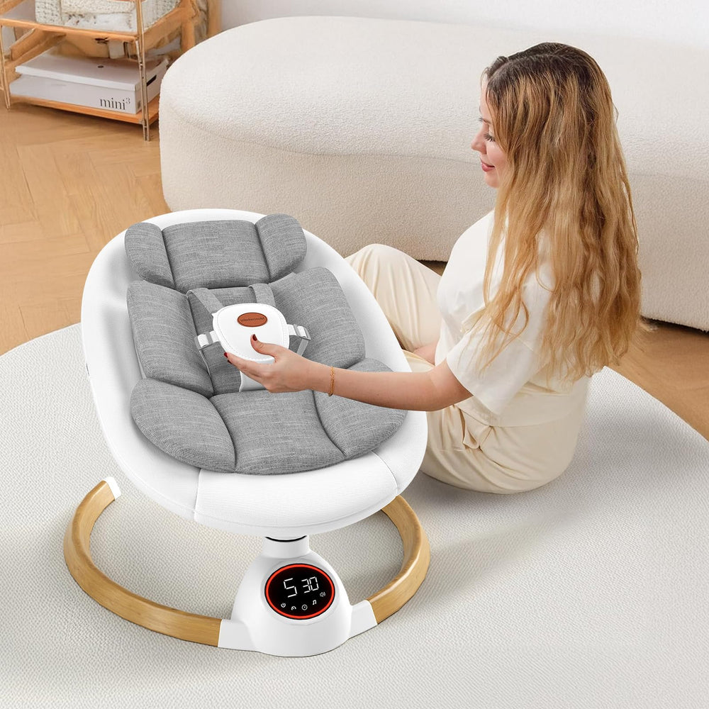 Monniebaby ambient lighting adds a subtle glow for nighttime routines