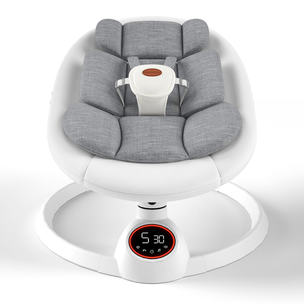 Monniebaby baby swing control panel with ambient lighting for easy operation and stylish look