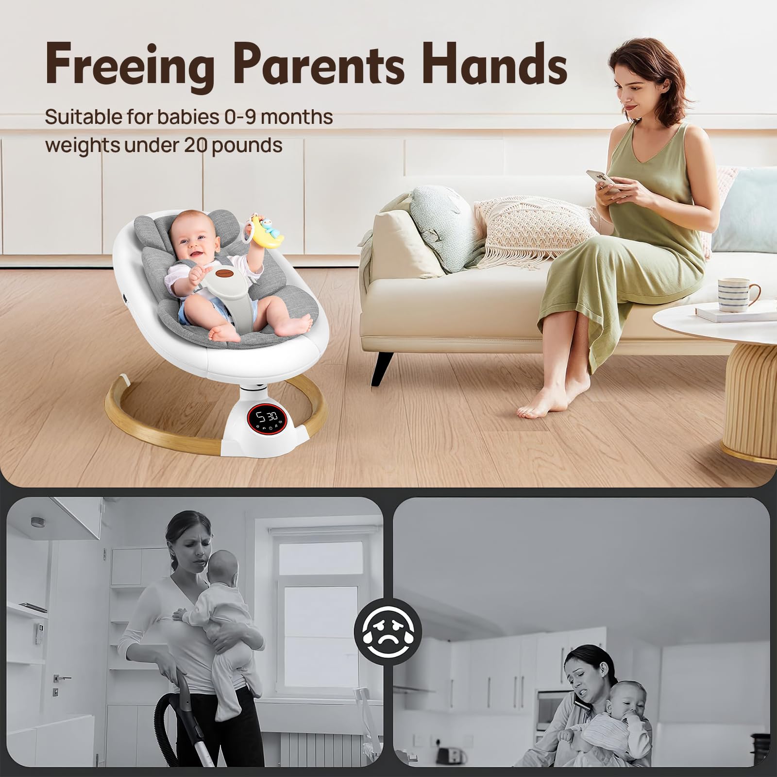 Monniebaby swing designed for indoors and outdoors with sturdy stability