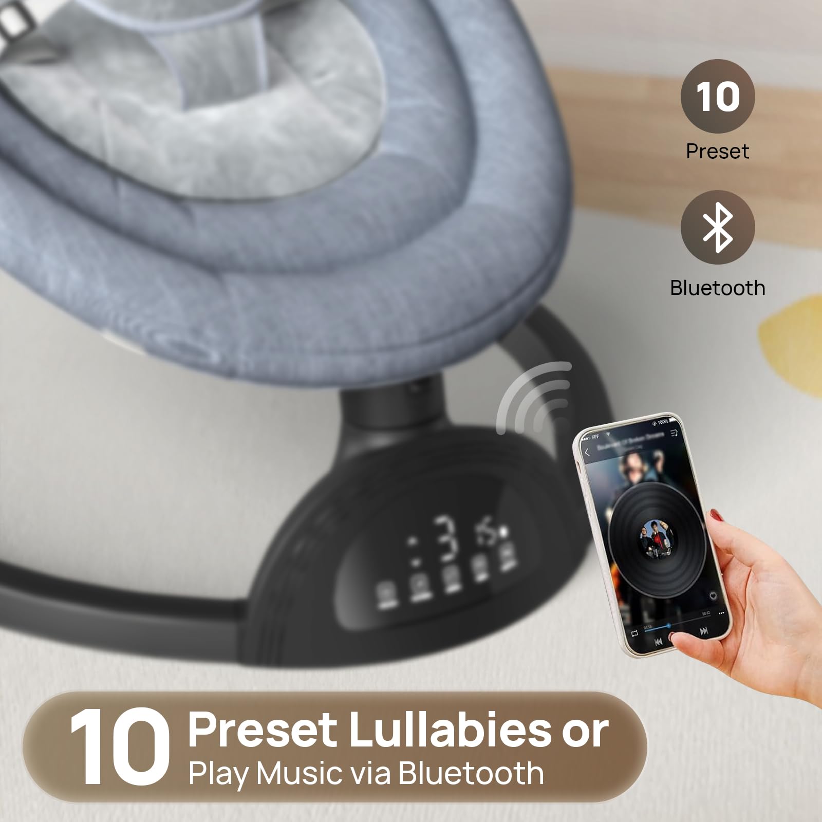Monniebaby cushioned seat with washable fabric enhances comfort and easy cleaning