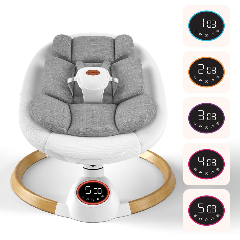 Monniebaby baby swing touch panel enables easy operation for quick soothing