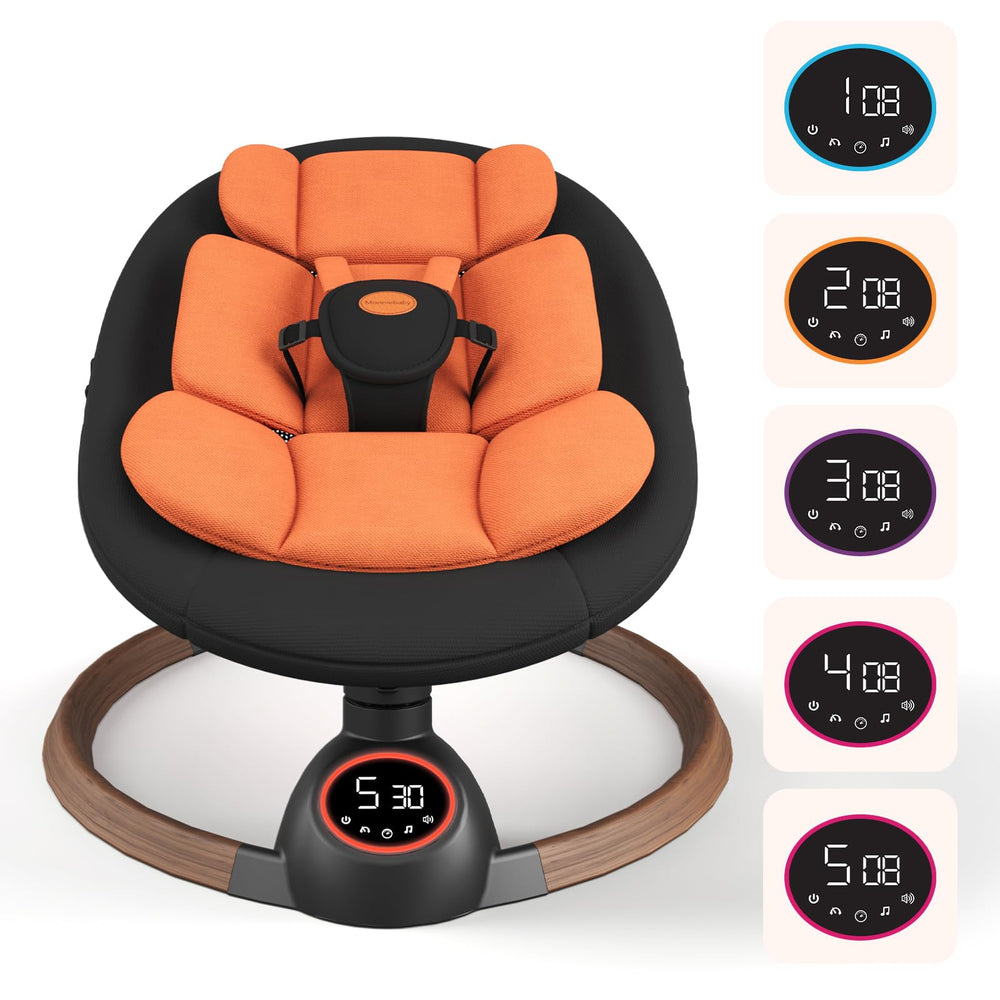 Monniebaby swing with IMD touch panel for easy one-touch operation.