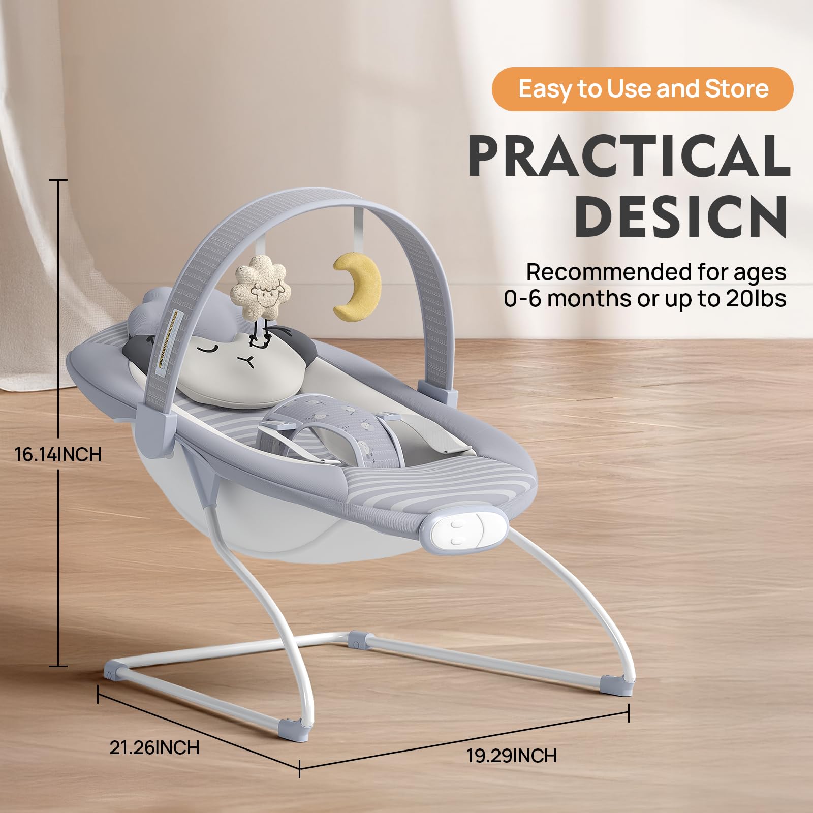 Monniebaby interactive toy bar with removable toys stimulates reaching