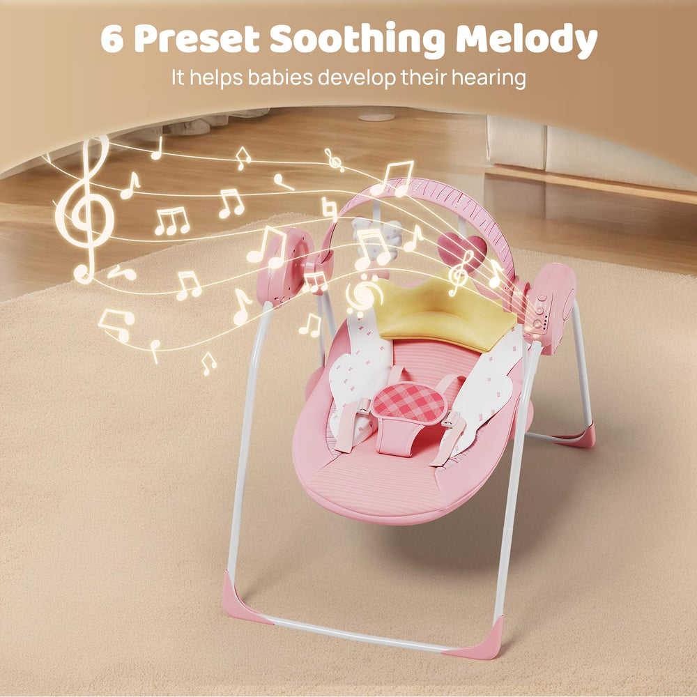 Monniebaby portable infant swing with adjustable speed for personalized soothing.