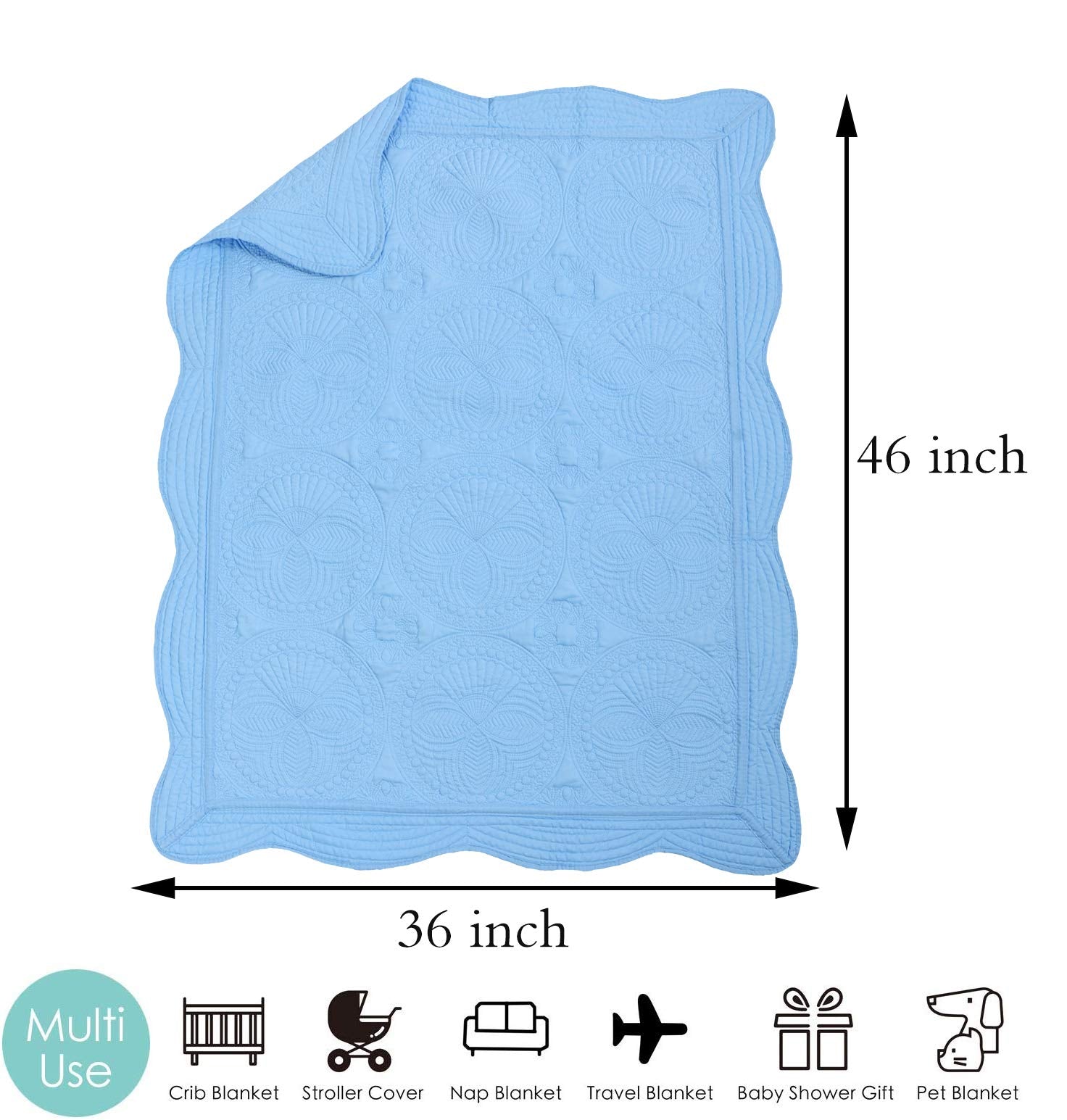 MONOBLANKS baby quilt monogram personalization in blue for a keepsake