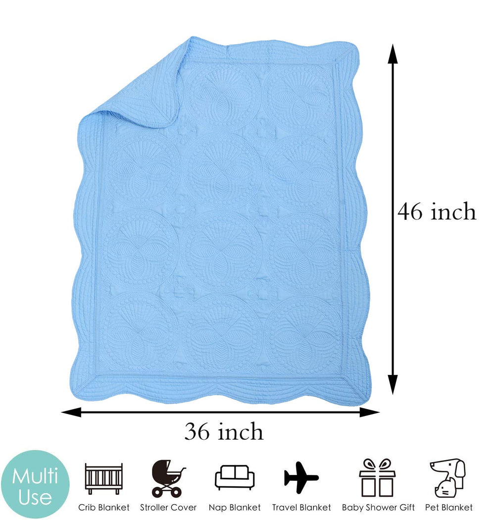 MONOBLANKS baby quilt monogram personalization in blue for a keepsake