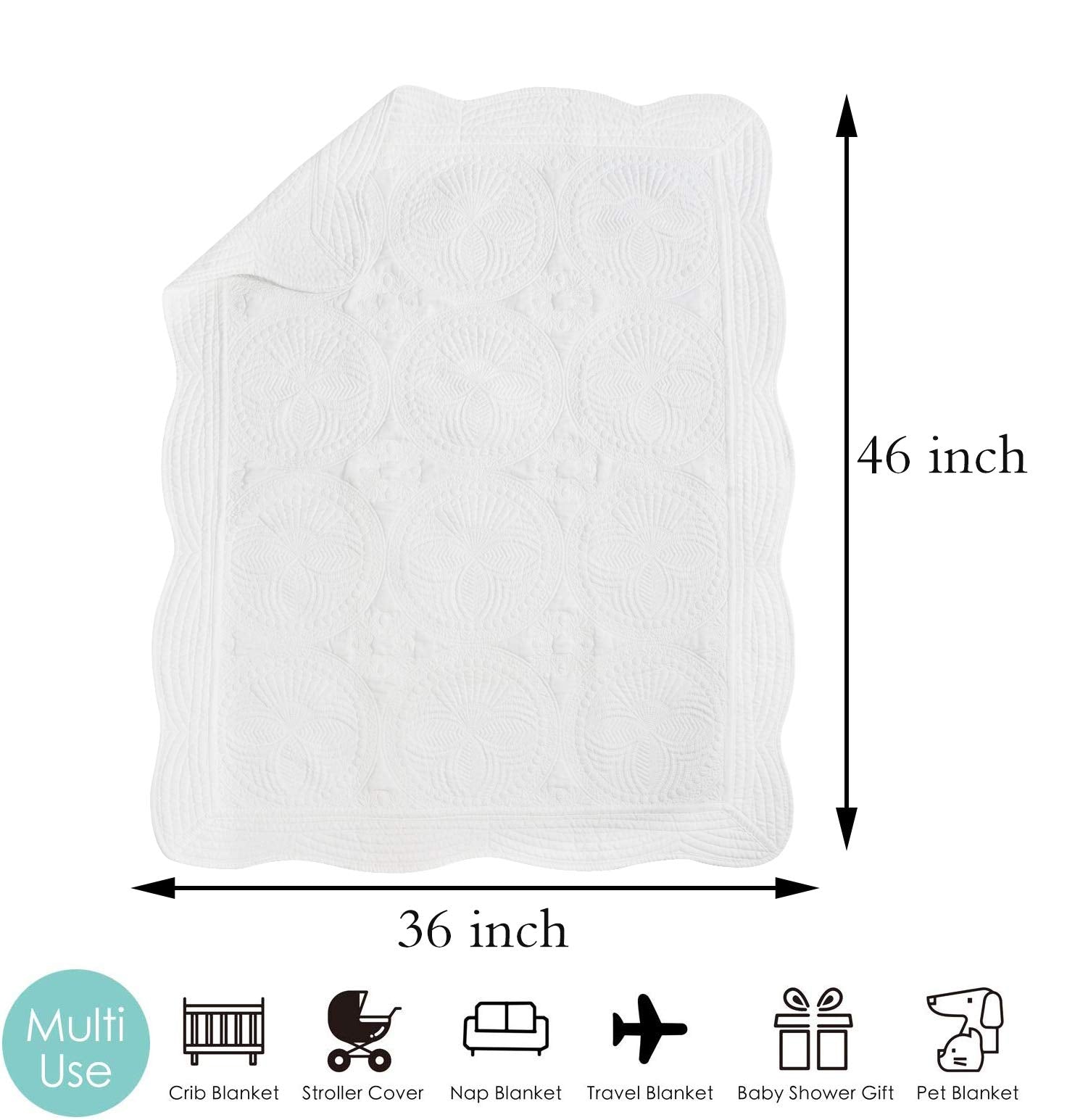 MONOBLANKS baby quilt monogram detail showing personalized charm