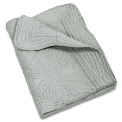 MONOBLANKS baby quilt embossed-scalloped edge adds heirloom charm to a cozy nursery décor.