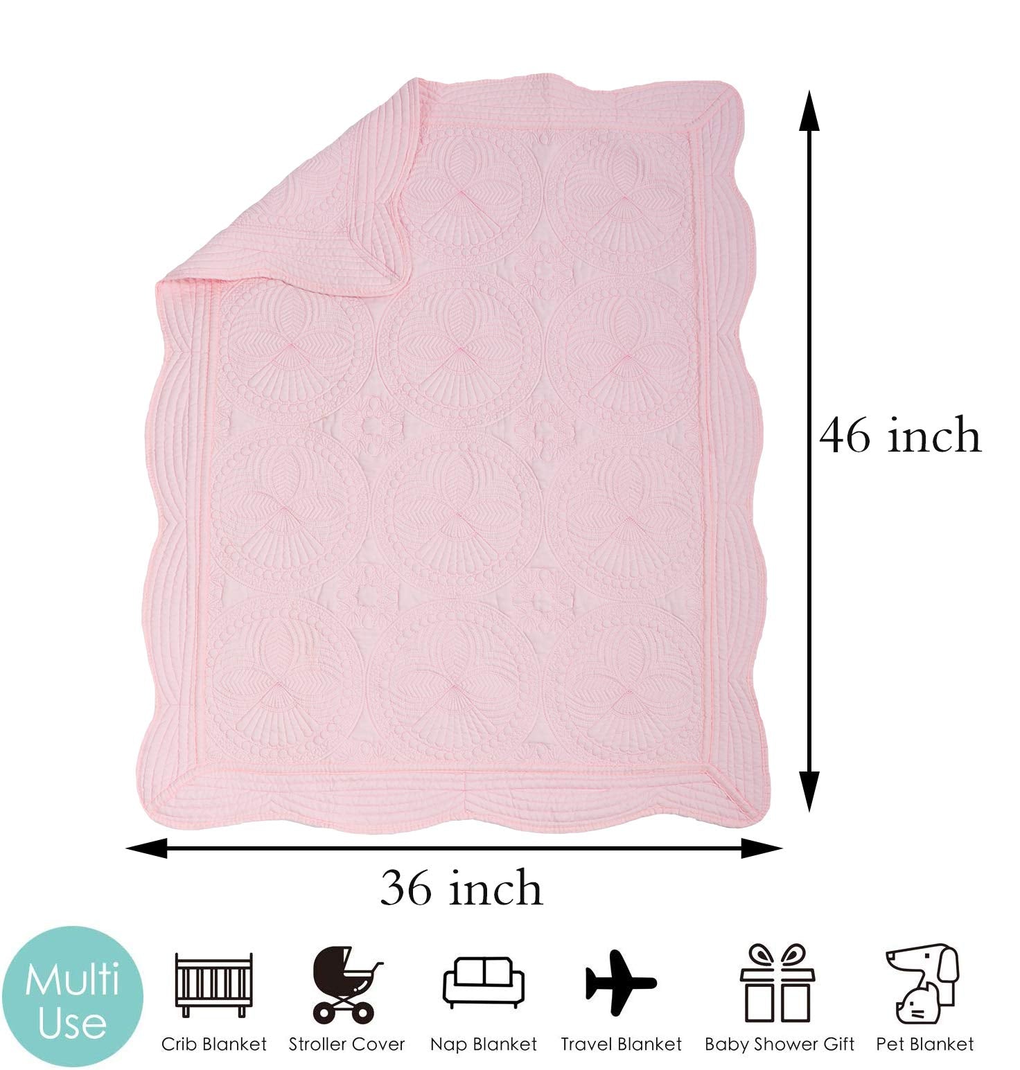 MONOBLANKS baby quilt personalized monogram in pink for a cherished keepsake.