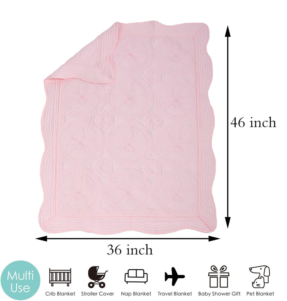MONOBLANKS baby quilt personalized monogram in pink for a cherished keepsake.