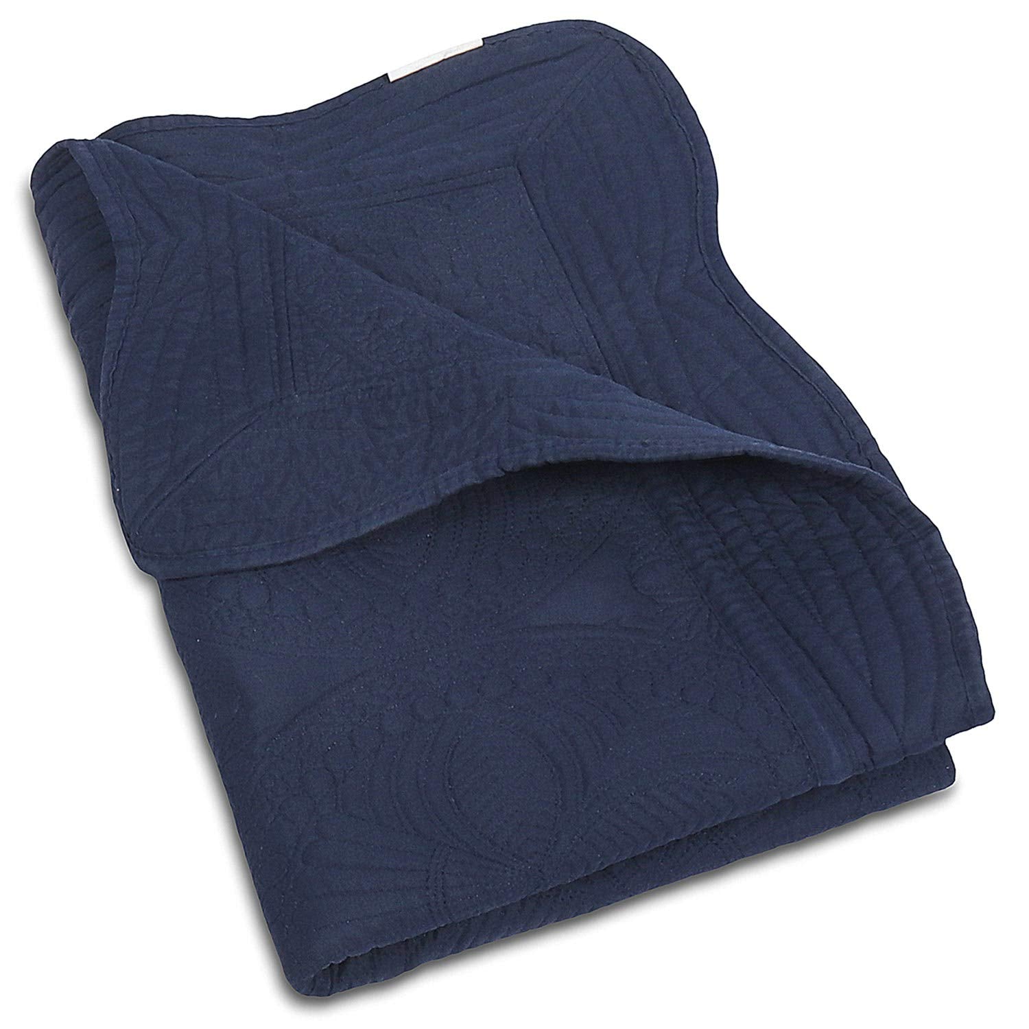 MONOBLANKS baby quilt with scalloped edge adds a delicate nursery accent and cozy texture